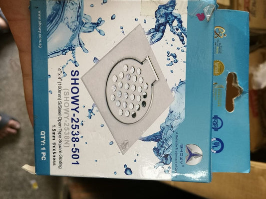 Showy SS Square Grating 100mm Open Tyre 2538N