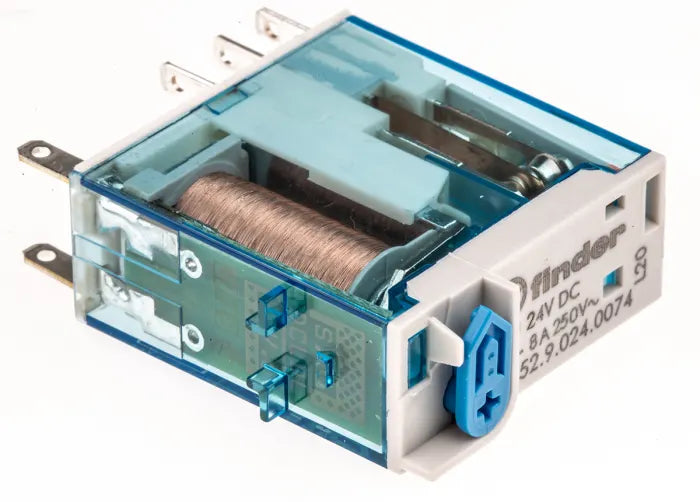 Finder 24V 8A DC Relay- Plug In Relay Switching Current, DPDT