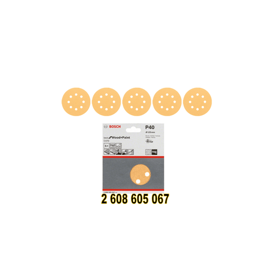 BOSCH Wood and Paint Sanding Disc. C470. 5pcs per pack. Use with orbital sander.
