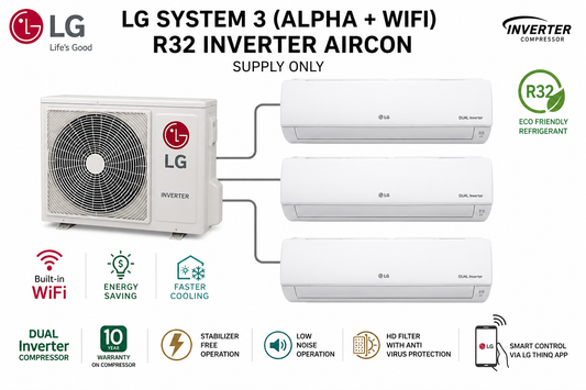 LG System 3 (Alpha + WiFi) R32 Inverter Aircon Supply Only