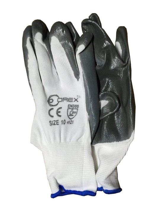 Orex White&amp;Grey Rubber Glove 10" | Model : GLOVE-RB-W10 [EN388 4121]