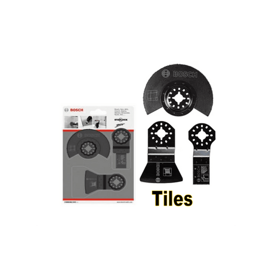 BOSCH 3pcs OMT basic tile set. Accessories for Multi-Cutter. Versatile Starlock tile set. Saw blade. Scraper.