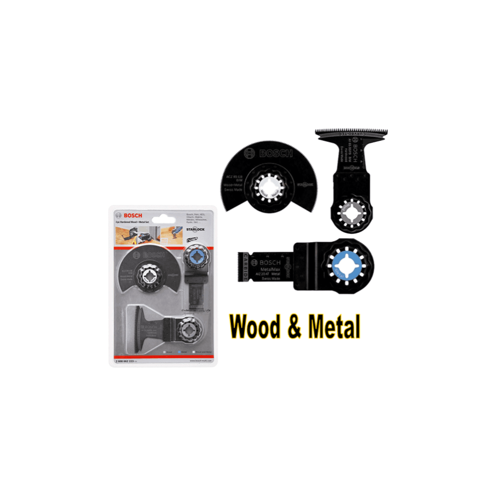 BOSCH 3pcs OMT Hardened Wood + Metal set. Accessories for Multi-Cutter. Versatile Starlock tile set. Saw blade. Scraper.
