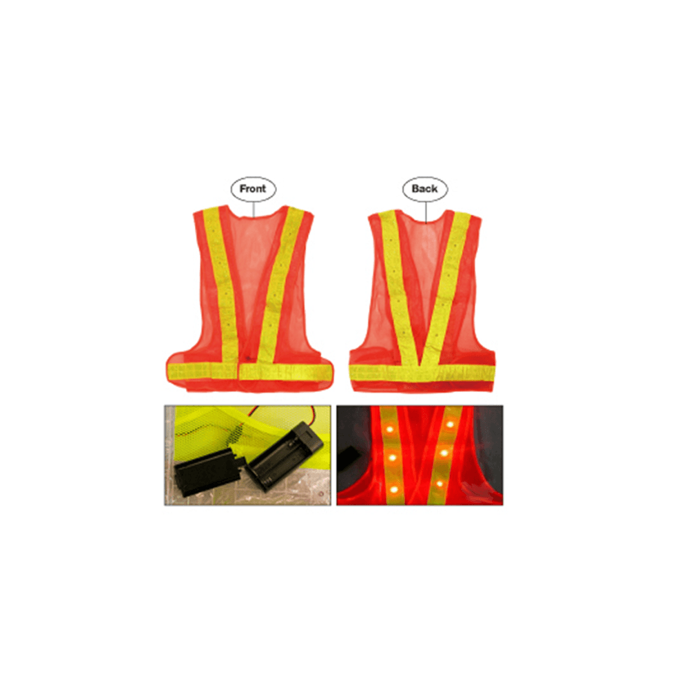 BS Safety Vest with LED light- Red