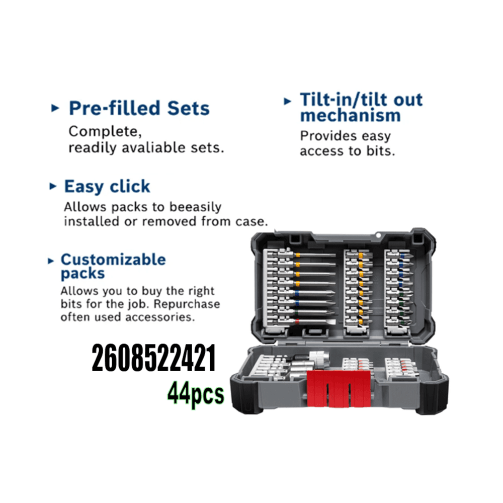 BOSCH 44pcs Pick &amp; Click Extra Hard Screwdriver Bits Mixed Set 2-608-522-421
