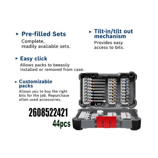 BOSCH 44pcs Pick &amp; Click Extra Hard Screwdriver Bits Mixed Set 2-608-522-421