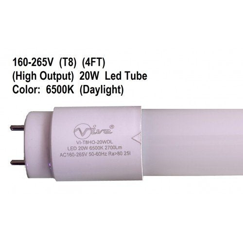 VIVE 20W 4FT LED Tube 6500K 2160lm T8 (160-265V)