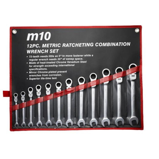 M10 Gear Ratchet Flex Combination Wrench Set 12fr 8mm To 19mm - 12pcs | Model : M10-005-057-712