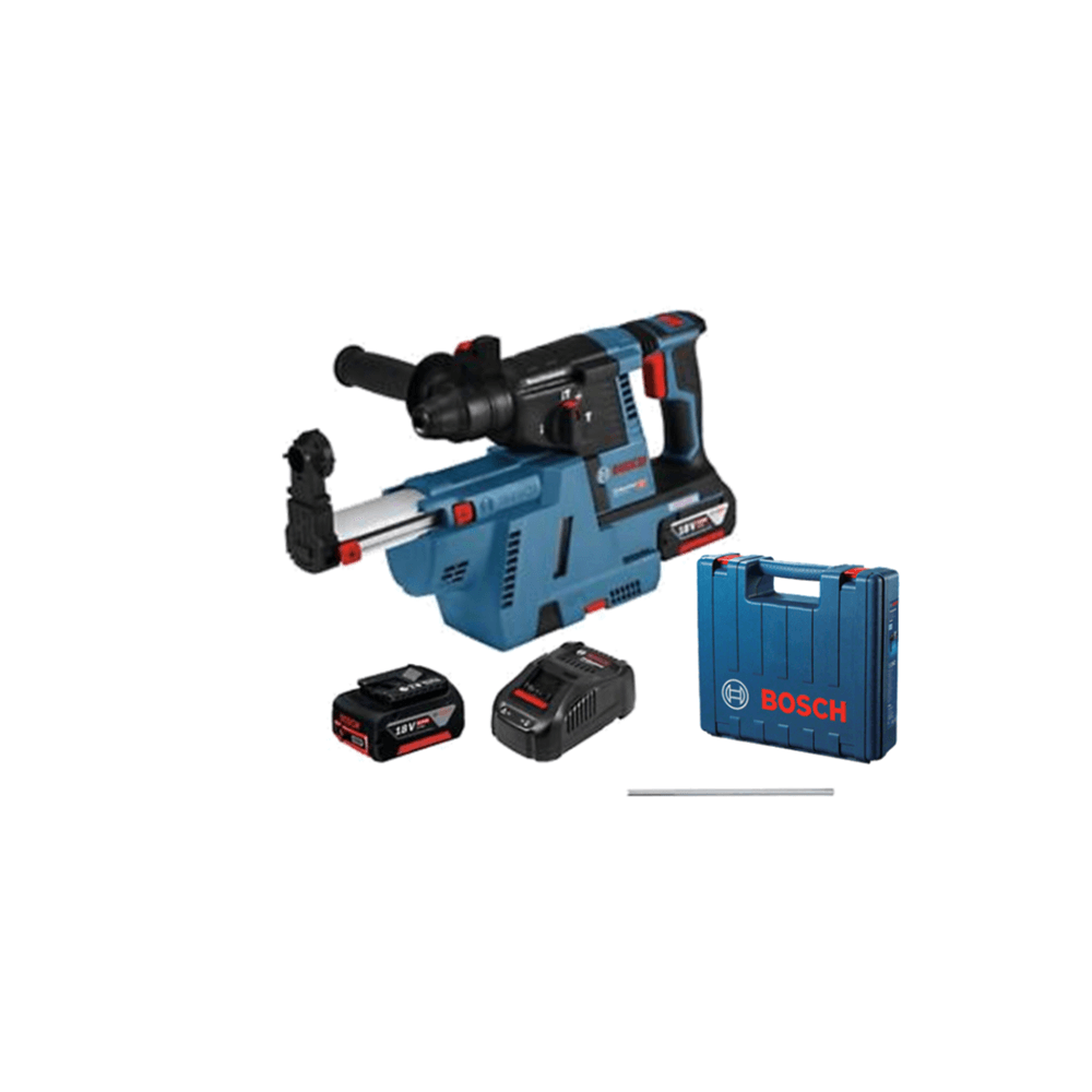 BOSCH GBH 18V-26 with GDE 18V-16 Cordless Rotary Hammer Sds-Plus with Dust Extractor System.