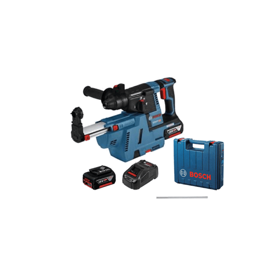 BOSCH GBH 18V-26 with GDE 18V-16 Cordless Rotary Hammer Sds-Plus with Dust Extractor System.