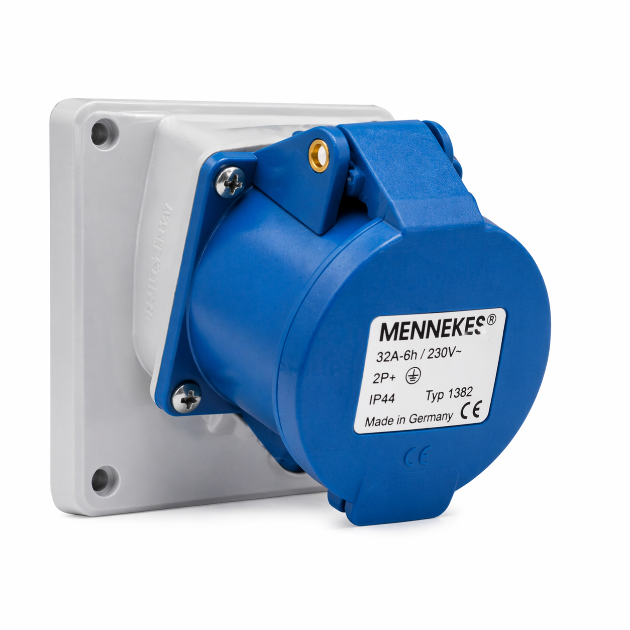 MENNEKES IP44 Blue Wall Mount 25° Industrial Power Connector