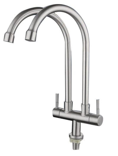Showy 3503-000 Wand lever quarter turn SUS 304 S/S twin "U" Spoutsink tap | Model : SHOWY-3503-000