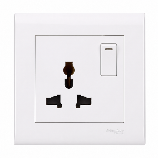 Switched socket, Vivace E, 13A, 250V, 1 gang, universal, white