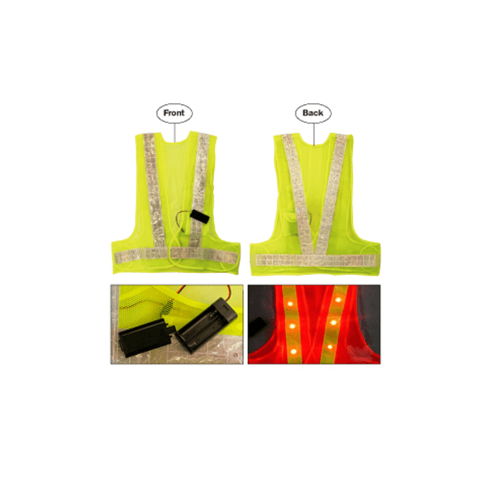 BS Safety Vest with LED light- Green