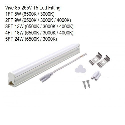 VIVE T5 LED Fitting 18W 4ft 6500K