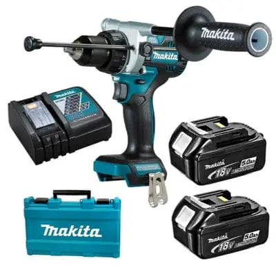 Makita 18V Bl 13mm Cordless Hammer Driver Drill Come With 2 x 5.0Ah Batteries x 1 Chargers | Model : M-DHP486RTE