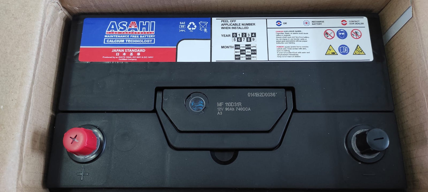 Asahi MF 110D31R - 12V 90AH Maintenance Free Battery