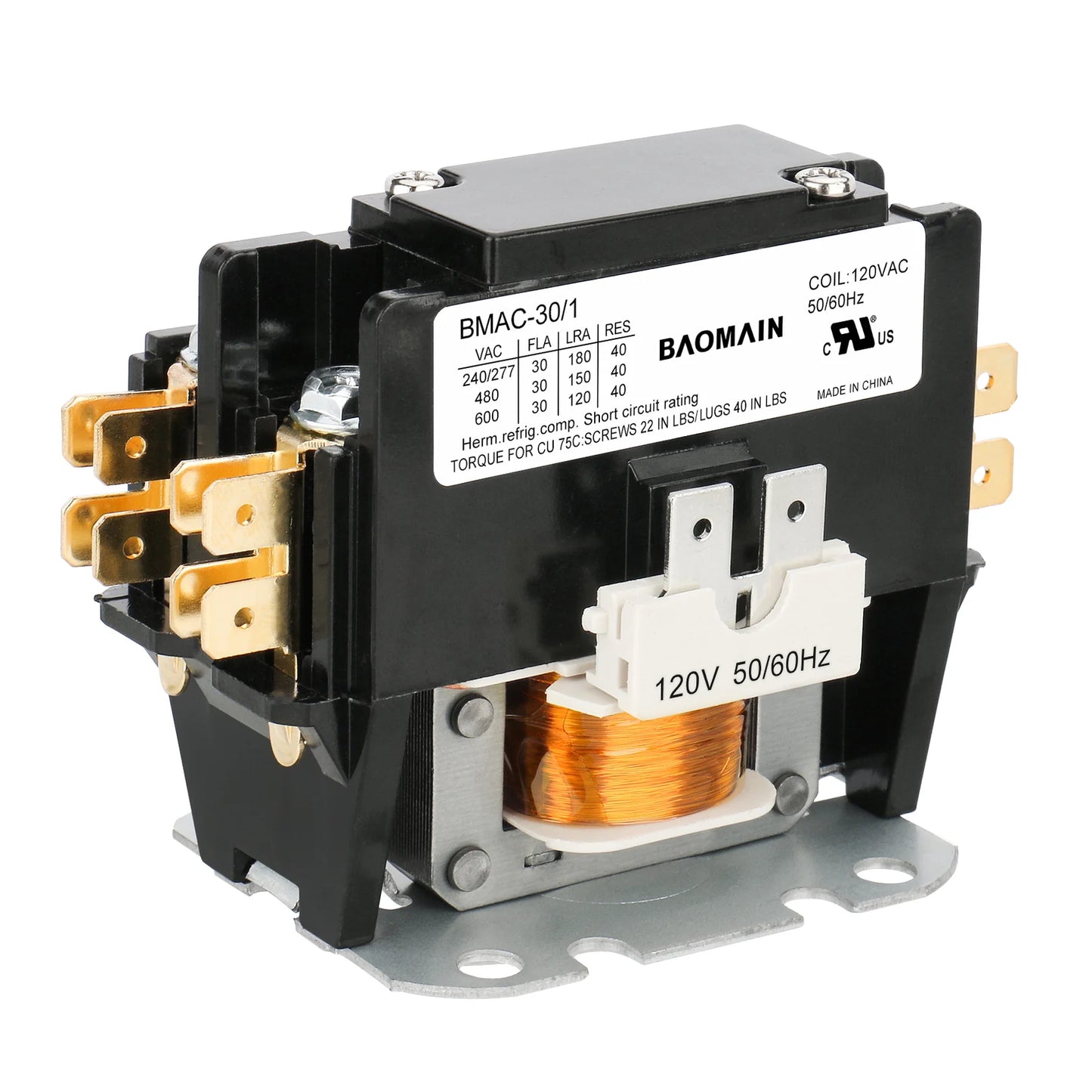 Baomain HVAC AC Contactor, BMAC Series Heavy Duty Air Conditioner Condenser Compressor Contactor, HVAC Contactors Replacement