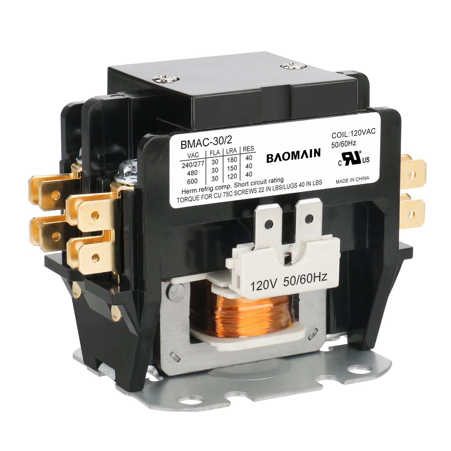 Baomain HVAC AC Contactor, BMAC Series Heavy Duty Air Conditioner Condenser Compressor Contactor, HVAC Contactors Replacement