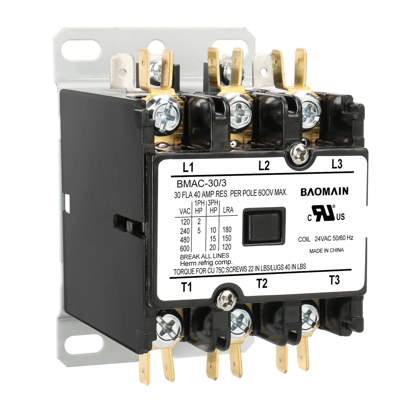 Baomain HVAC AC Contactor, BMAC Series Heavy Duty Air Conditioner Condenser Compressor Contactor, HVAC Contactors Replacement