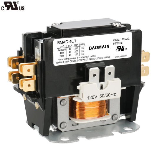 Baomain HVAC AC Contactor, BMAC Series Heavy Duty Air Conditioner Condenser Compressor Contactor, HVAC Contactors Replacement