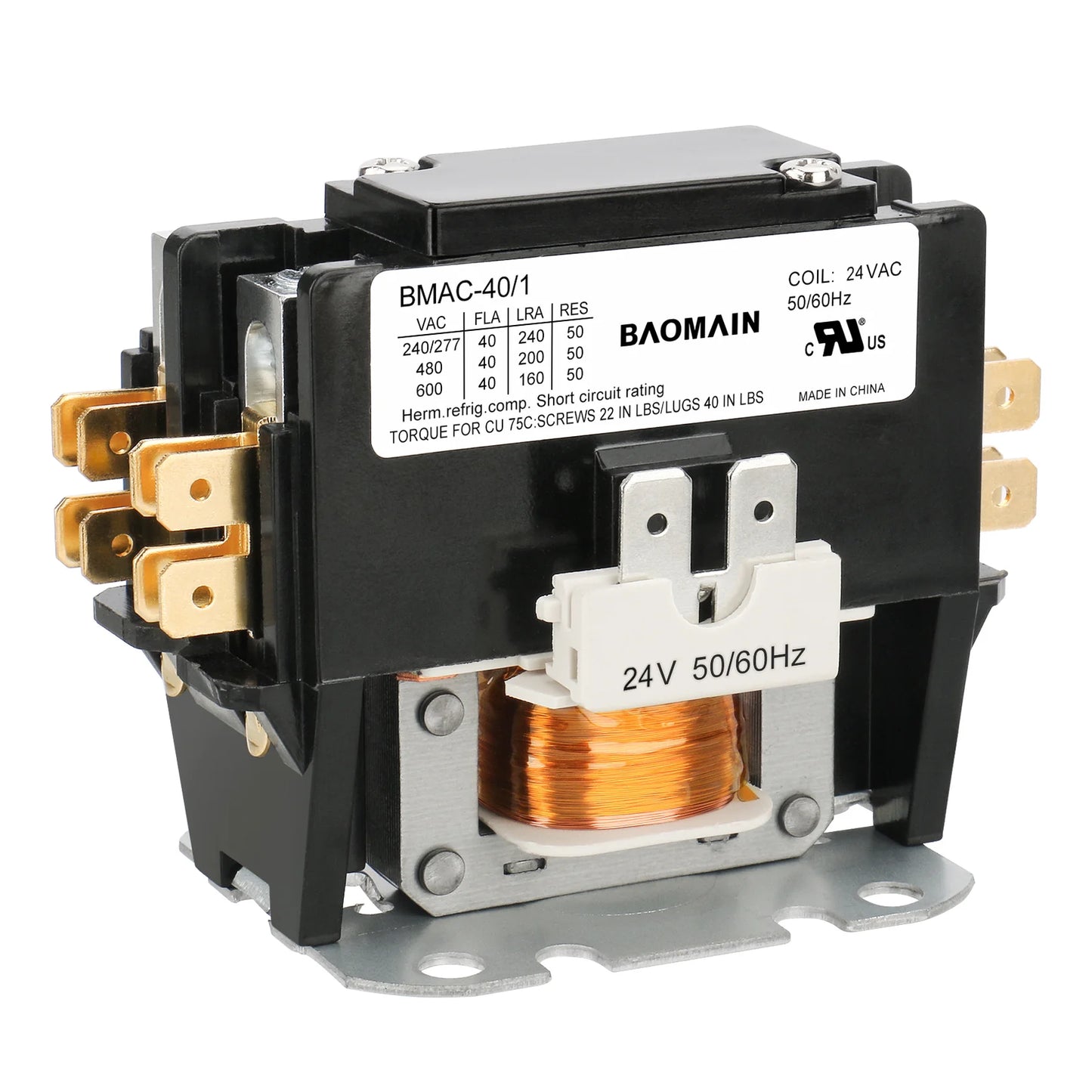 Baomain HVAC AC Contactor, BMAC Series Heavy Duty Air Conditioner Condenser Compressor Contactor, HVAC Contactors Replacement