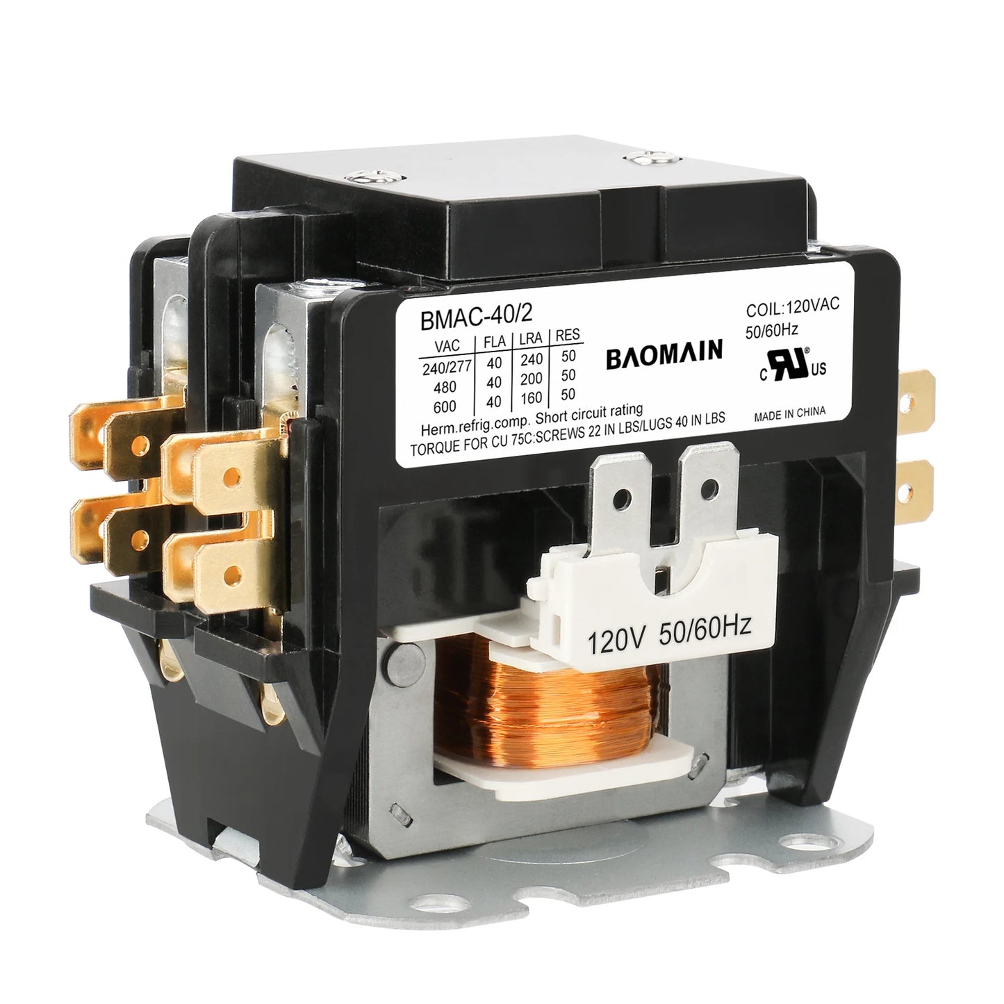 Baomain HVAC AC Contactor, BMAC Series Heavy Duty Air Conditioner Condenser Compressor Contactor, HVAC Contactors Replacement