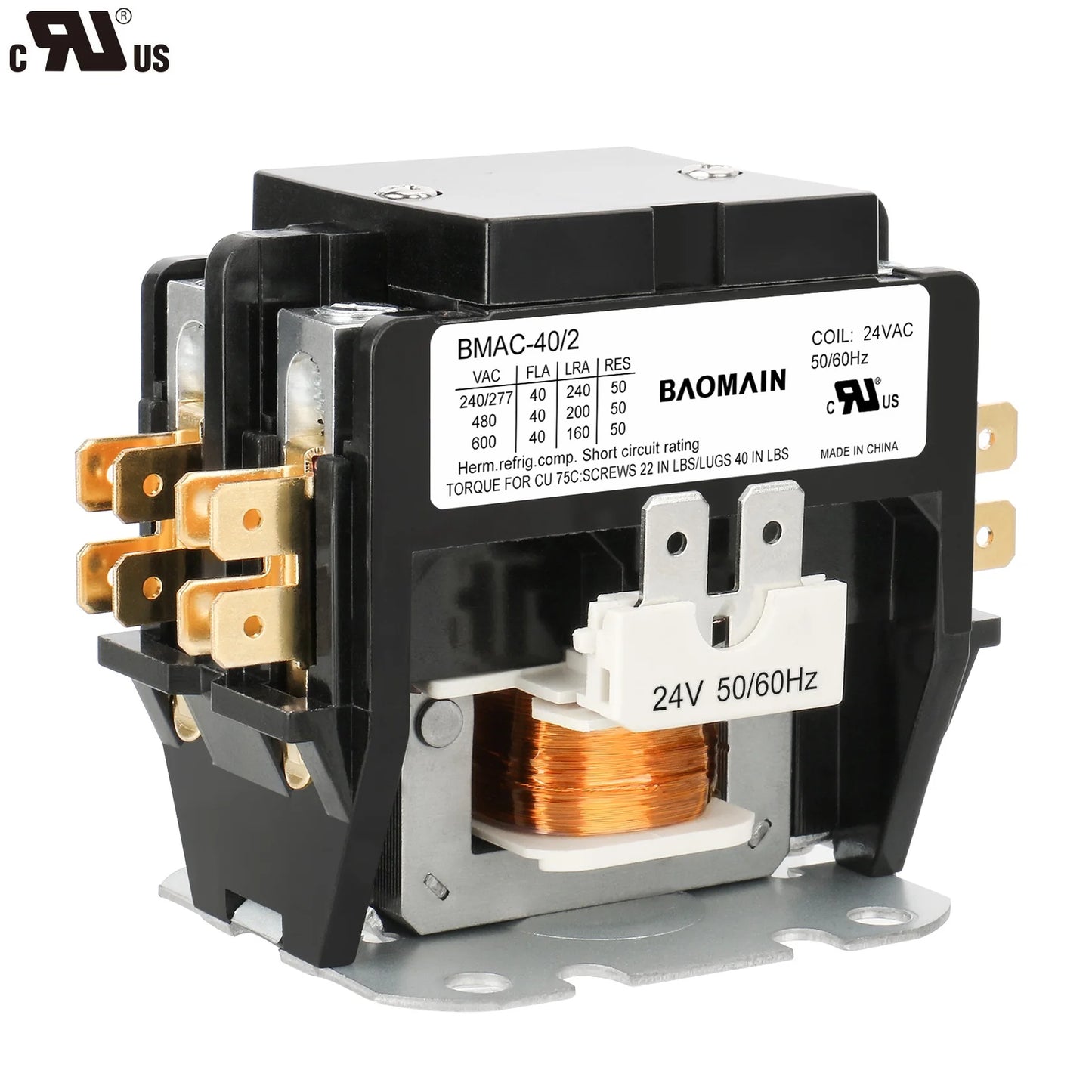 Baomain HVAC AC Contactor, BMAC Series Heavy Duty Air Conditioner Condenser Compressor Contactor, HVAC Contactors Replacement