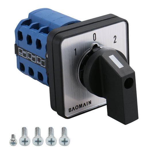 Baomain Changeover Rotary Cam Switch 20A SZW26-20/D303.3 660V On-Off-On 3 Positions 12 Terminals