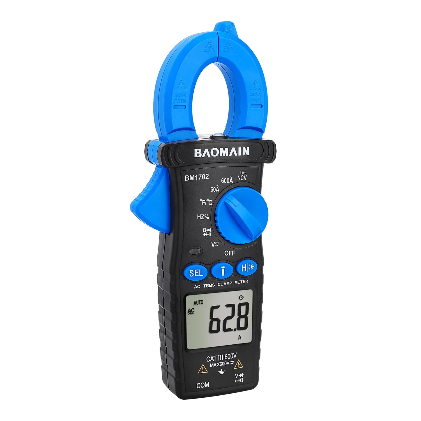Baomain AC Digital Clamp Meter and Multipurpose Clamp Meter for AC Current, AC/DC Voltage, Diode, Resistance, Continuity Test, NCV, Live Wire Test