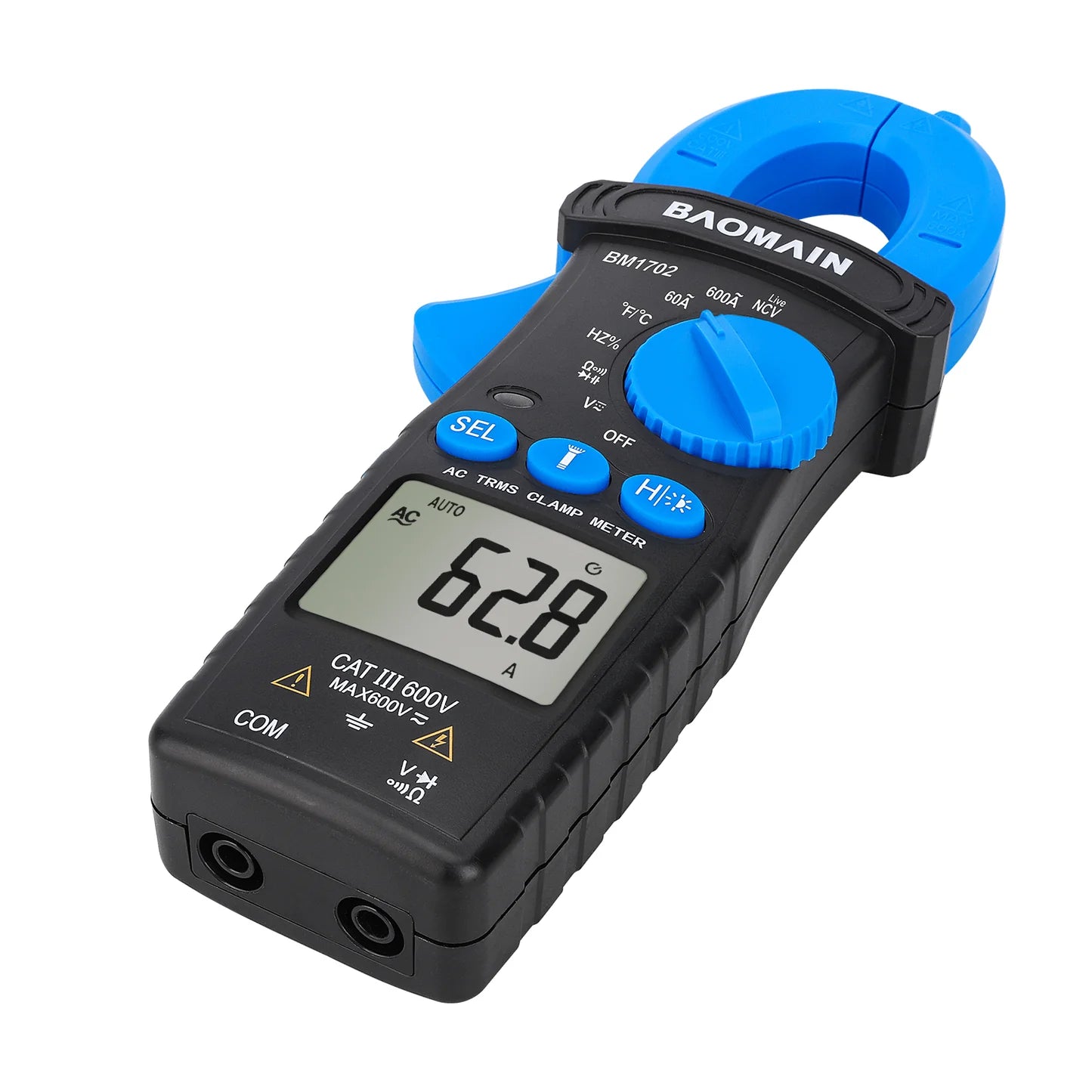Baomain AC Digital Clamp Meter and Multipurpose Clamp Meter for AC Current, AC/DC Voltage, Diode, Resistance, Continuity Test, NCV, Live Wire Test