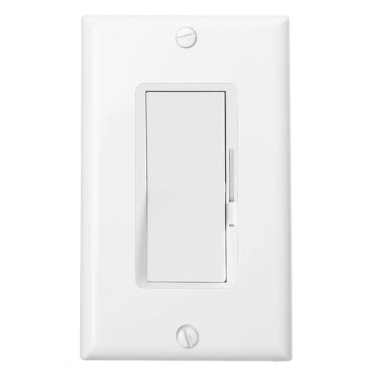 Baomain Digital Slide Dimmer Switch with Wall Cover for Dimmable LED Bulbs/CFL/Incandescent Single-Pole/3-Way 120V 600W On/Off Switch White UL&CUL listed