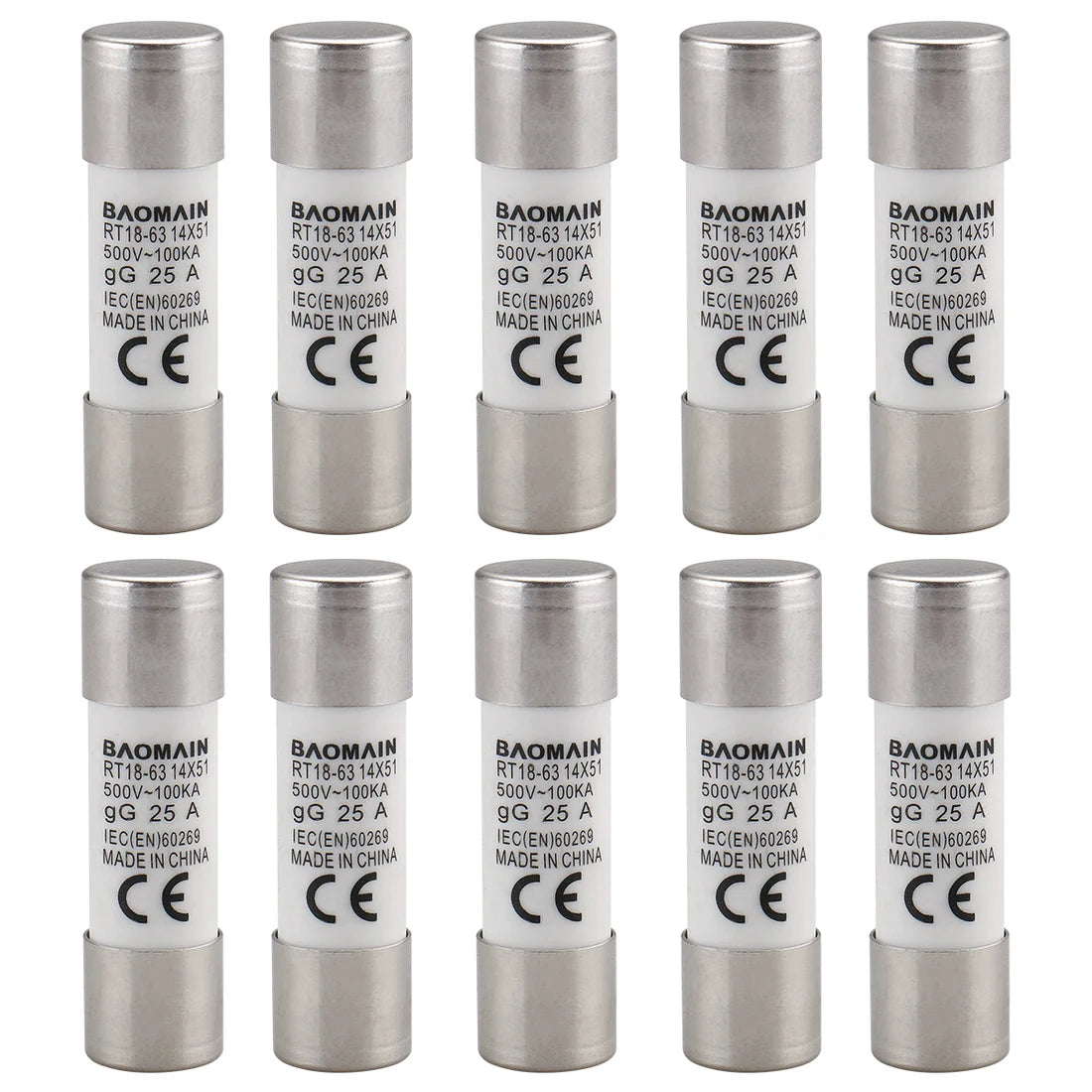 Baomain Cylindrical Fuse Holder RT18-63(X) 14mmX51mm Fuse Base DIN Distribution Electrical Rail Mount RO16 Fuse CE&TüV Listed