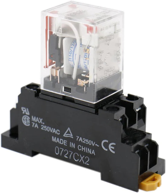 Baomain Gereral Purpose Relay MY2N-GS Coil LED Indicator 8 Pin Terminal with DIN Rail PYF8A Socket Base