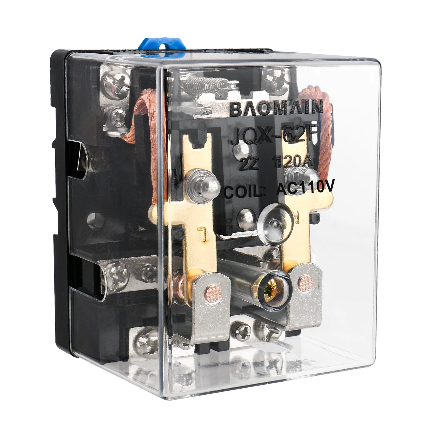 Baomain High Power Relay JQX-62F-2Z 120A DPDT 2NO 2NC Electronmagnetic Relay Transparent Dust-Proof Type