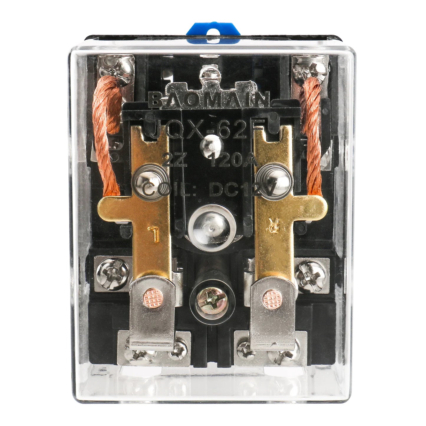 Baomain High Power Relay JQX-62F-2Z 120A DPDT 2NO 2NC Electronmagnetic Relay Transparent Dust-Proof Type