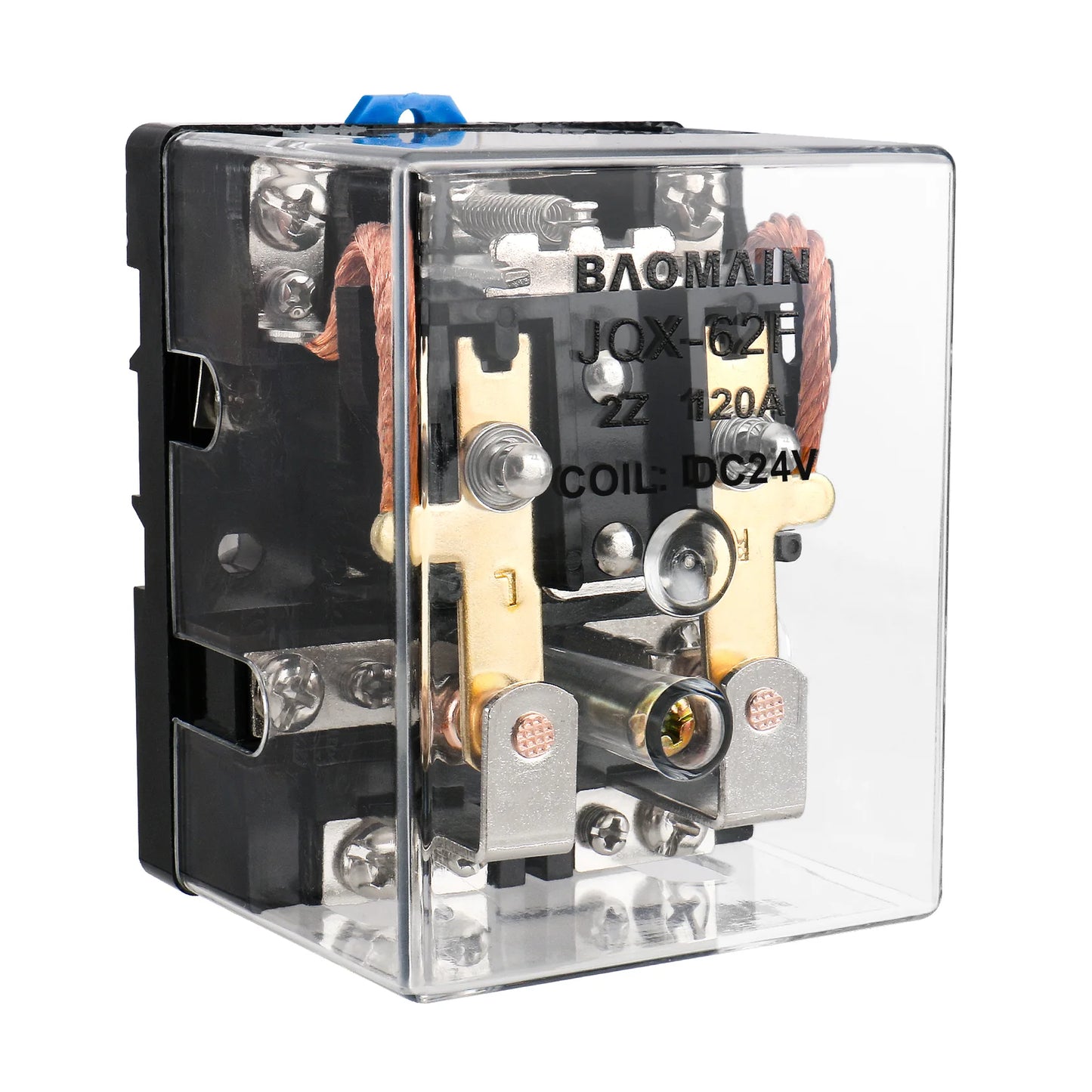 Baomain High-Power Relay JQX-62F-2Z, DC 24V,DPDT 2 NO + 2 NC, Transparent Case