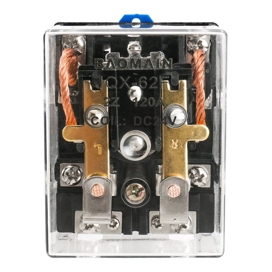 Baomain High Power Relay JQX-62F-2Z 120A DPDT 2NO 2NC Electronmagnetic Relay Transparent Dust-Proof Type