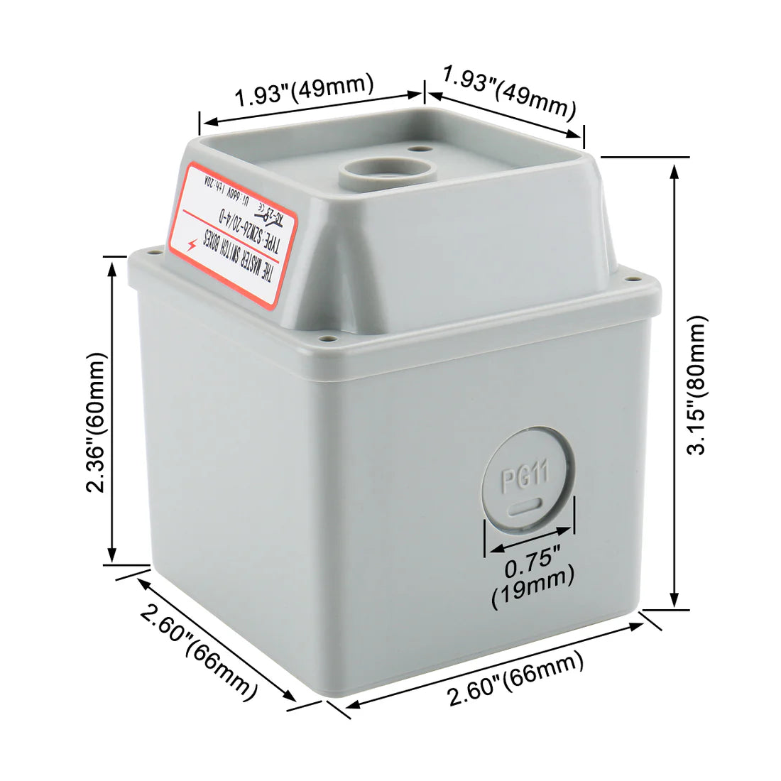 Baomain Master Switch Exterior Box SZW26-20/4D Work for Universal Rotary Changeover Cam Switch 660V 20A 3 Phase 4 Phase