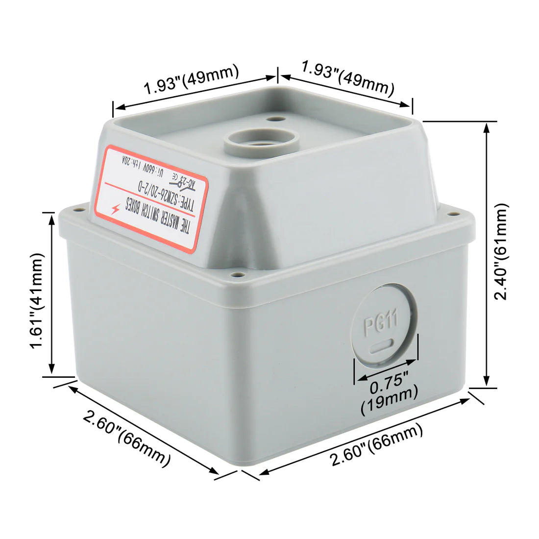 Baomain Master Switch Exterior Box SZW26-20/2D Work for Universal Rotary Changeover Cam Switch SZW26-20/0-3.2 660V 20A 4 Position