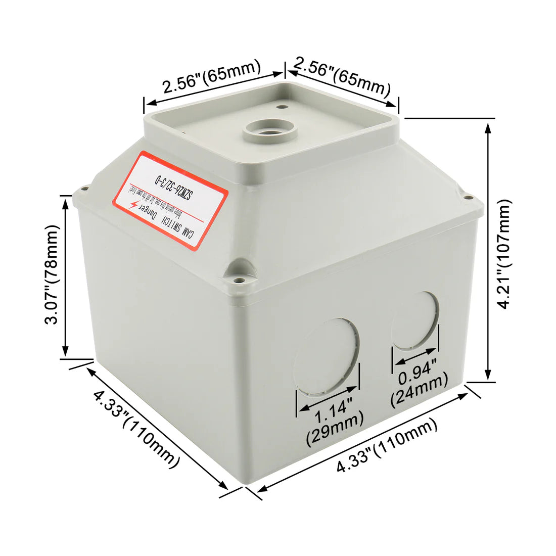 Baomain Master Switch Exterior Box LW28-32/3D Work for Universal Rotary Changeover Cam Switch LW28-32 660V 32A 3 Position 3 Phase