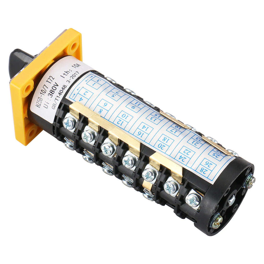 Baomain Rotary Cam Changeover Switch HZ5B-10/7 T72 AC 380V 3KW 24 Screw Terminals 5 Position