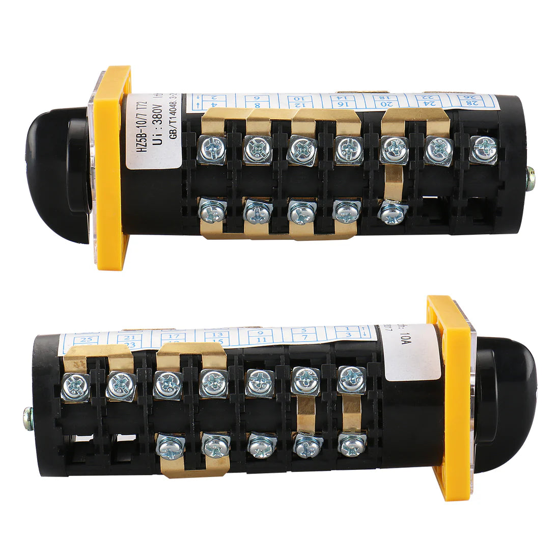 Baomain Rotary Cam Changeover Switch HZ5B-10/7 T72 AC 380V 3KW 24 Screw Terminals 5 Position