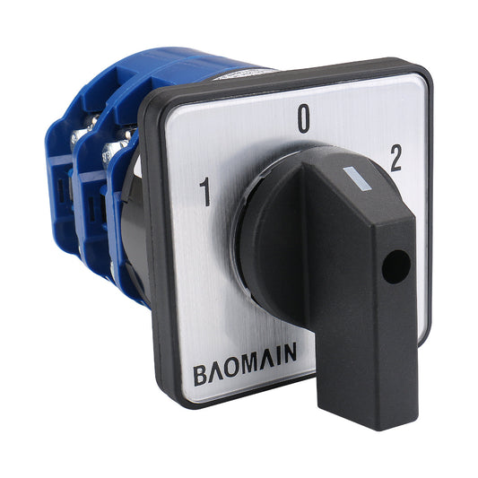 Baomain Rotary Cam Changeover Switch LW28-125/D202.2 660V 125A 2 Phases ON/Off/ON 3 Position CE