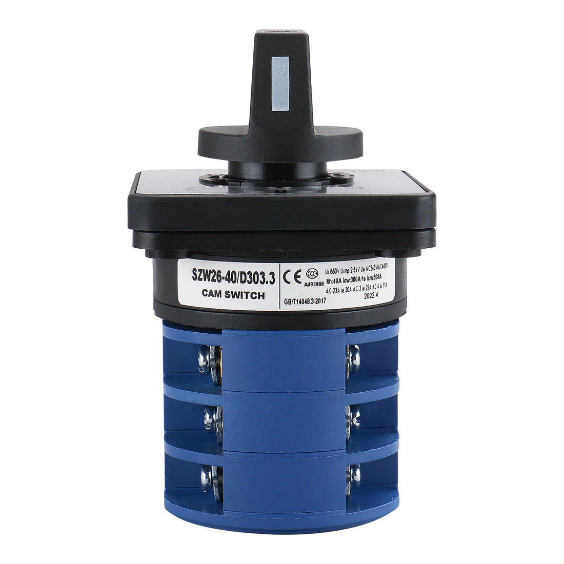 Baomain Cam Changeover Switch 40A SZW26-40/D303.3 3 Phase 3 Positions 12 Terminal AC 660V