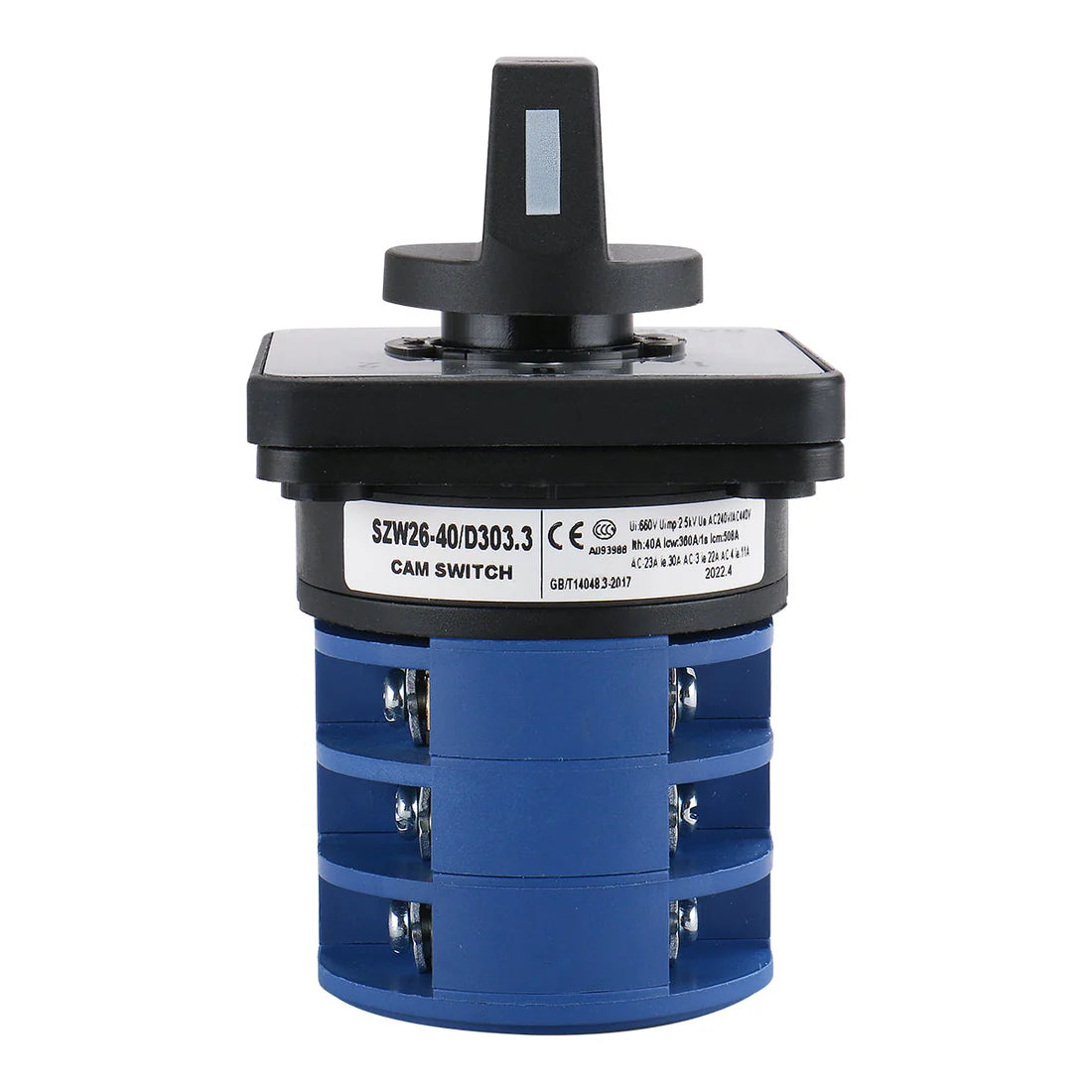 Baomain Cam Changeover Switch 40A MAN-OFF-AUTO 3 Phase 3 Positions 12 Terminal AC 660V SZW26-40/D303.3A