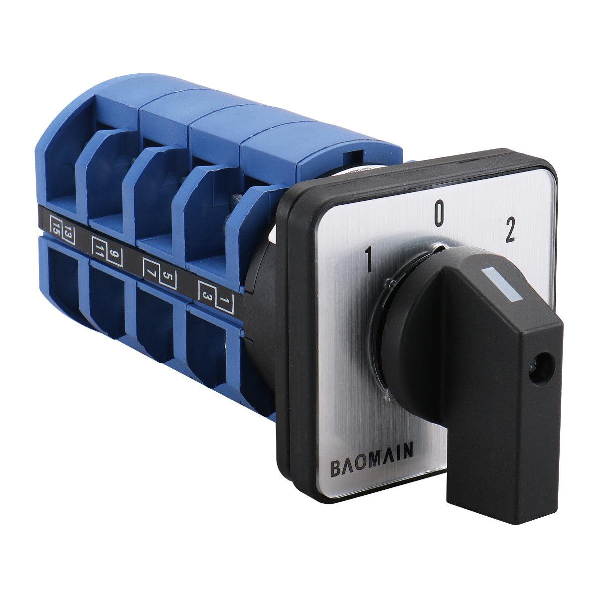 Baomain Universal Rotary Selector Changeover Cam Switch SZW26-63/D404.4 AC 660V 63A 3 Positions 4NO+4NC 16 Terminals