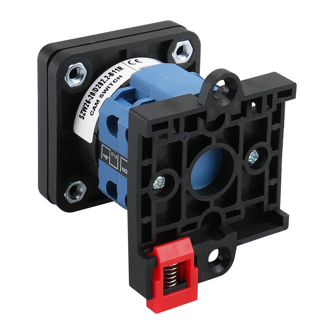 Baomain Rotary Universal Changeover Switch with DIN Rail Mounted 35mm 660V 20A 1-0-2 3 Positions 8 Terminals Latching Function SZW26-20-D202.2-B11R