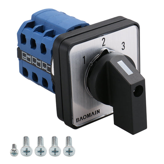 Baomain Universal Rotary Cam/Changeover Switch SZW26-20/123.3 660V 20A 3 Position 3 Phase 12 Terminal