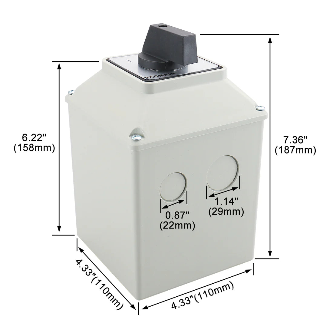 Baomain Universal Rotary Changeover Switch SZW26-63/D303.3D with Master Switch Exterior Box LW28-63/4 660V 63A 3 Position 3 Phase
